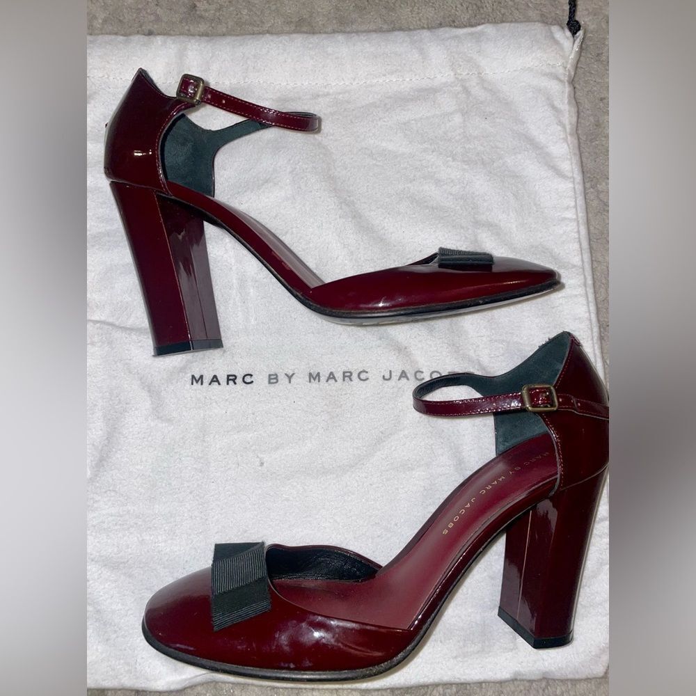 "MARC BY MARC JACOBS” Raspberry Patent Leather Mary Jane Silhouette